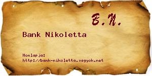 Bank Nikoletta névjegykártya