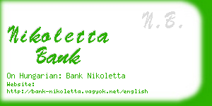 nikoletta bank business card